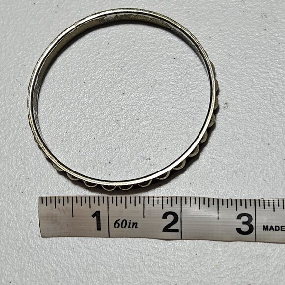 Vintage Red Gold Toned Metal Bangle Bracelet Dome Accents 80s 90s Punk Fashion - Picture 4 of 4